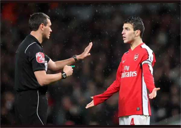 Cesc Fabregas (Arsenal) chats with the Referee. Arsenal 0: 3 Chelsea. Barclays Premier League