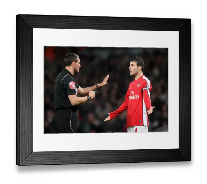 Framed Print : Cesc Fabregas (Arsenal) chats with the Referee. Arsenal 0: 3 Chelsea. Barclays Premier League Framed Print : Cesc Fabregas (Arsenal) chats with the Referee. Arsenal 0: 3 Chelsea. Barclays Premier League