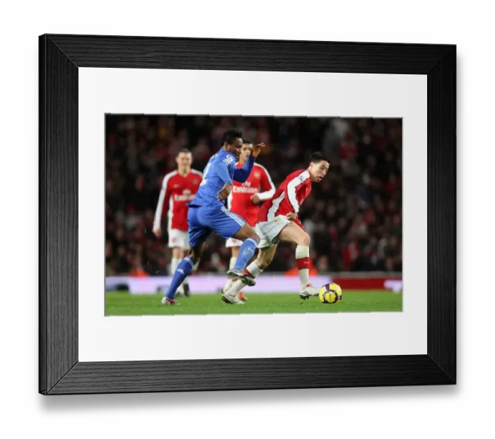 Framed Print : Samir Nasri (Arsenal) Jon Obi Mikel (Chelsea). Arsenal 0: 3 Chelsea. Barclays Premier League