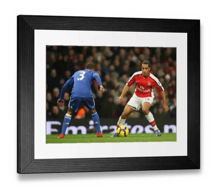 Framed Print : Ashley Cole (Arsenal) Theo Walcott (Chelsea). Arsenal 0: 3 Chelsea, Barclays Premier League
