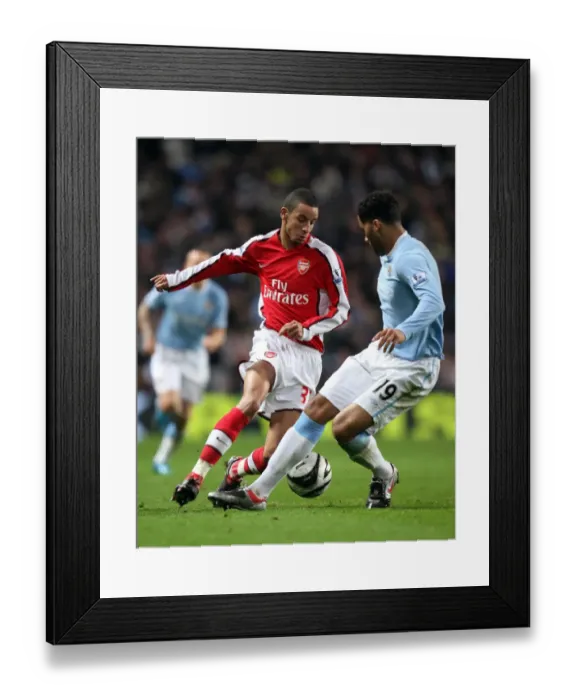 Framed Print : Craig Eastmond (Arsenal) Jolen Lescott (Man City). Manchester City 3: 0 Arsenal