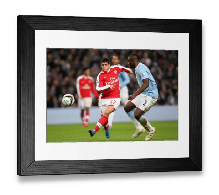 Framed Print : Fran Merida (Arsenal) Micah Richards (Man City). Manchester City 3: 0 Arsenal