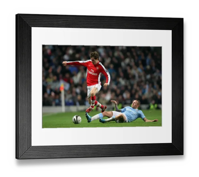 Framed Print : Aaron Ramsey (Arsenal) Craig Bellamy (Man City). Manchester City 3: 0 Arsenal