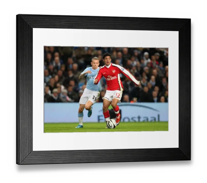 Framed Print : Carlos Vela (Arsenal) Craig Bellamy (Man City). Manchester City 3: 0 Arsenal