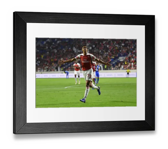 Framed Print : Tyreece John-Jules Scores Arsenal's Third Goal in Al-Nasr Dubai SC Match, 2018-19 Framed Print : Tyreece John-Jules Scores Arsenal's Third Goal in Al-Nasr Dubai SC Match, 2018-19