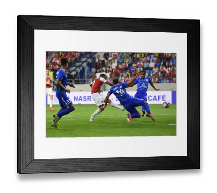 Framed Print : Alexandre Lacazette Scores Arsenal's Second Goal Against Al-Nasr Dubai SC in Friendly Match, 2019