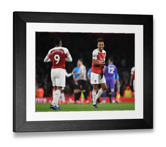 Framed Print : Arsenal's Lacazette and Aubameyang Celebrate Win Against Newcastle United (April 2019) Framed Print : Arsenal's Lacazette and Aubameyang Celebrate Win Against Newcastle United (April 2019)