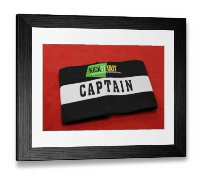 Framed Print : Arsenal Stands Against Racism: Captains Wear Kick It Out Armbands in Arsenal vs. Newcastle United, Premier League, Emirates Stadium, April 2019