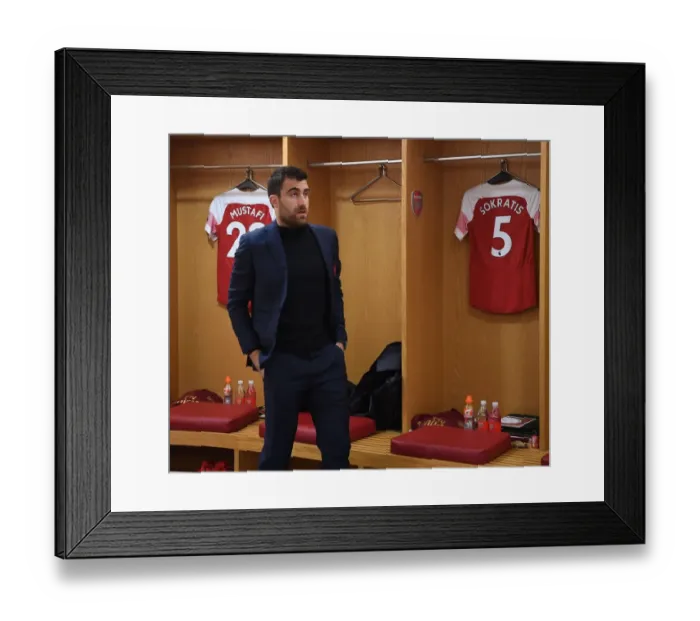 Framed Print : Arsenal FC: Sokratis in the Changing Room Before Arsenal v Newcastle United (April 2019)