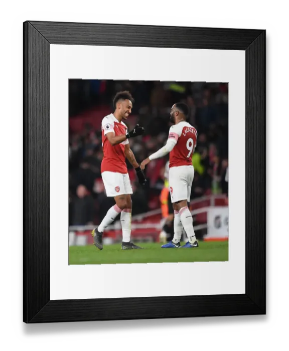 Framed Print : Arsenal Forwards Aubameyang and Lacazette Celebrate Victory Over Newcastle United Framed Print : Arsenal Forwards Aubameyang and Lacazette Celebrate Victory Over Newcastle United