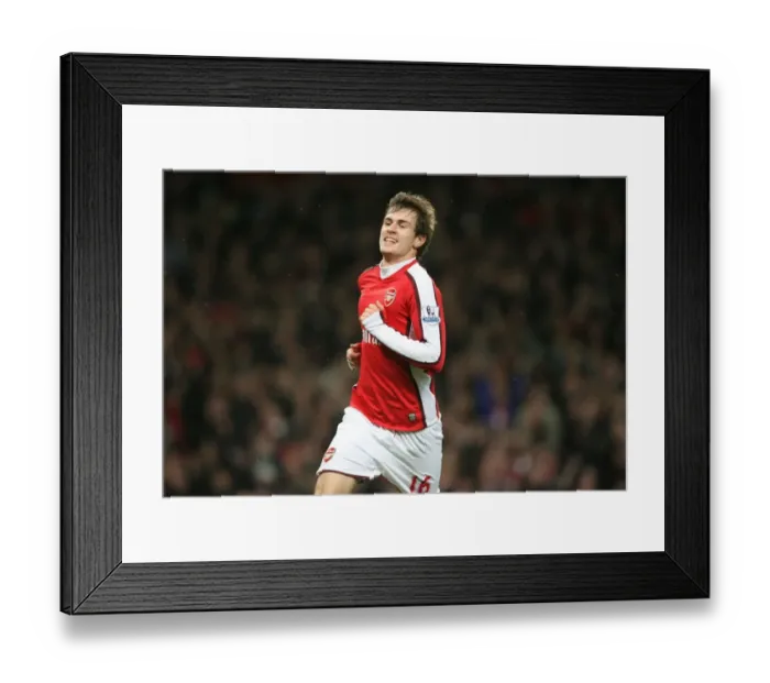 Framed Print : Arsenal's Aaron Ramsey Scores Second Goal vs. Stoke City, Arsenal 2:0
