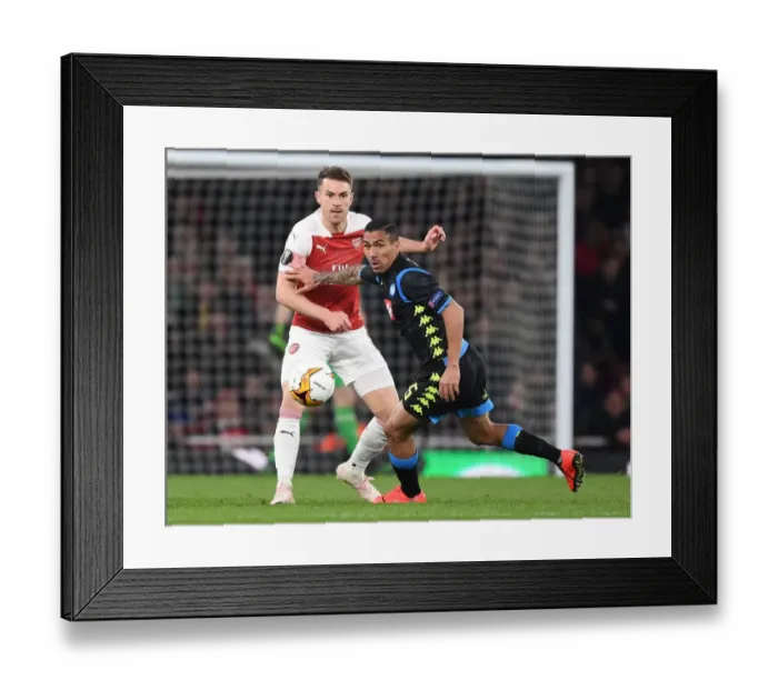 Framed Print : Ramsey vs. Allan: A Battle of Midfield Masters in Arsenal vs. Napoli Europa League Quarterfinal (2018-19) Framed Print : Ramsey vs. Allan: A Battle of Midfield Masters in Arsenal vs. Napoli Europa League Quarterfinal (2018-19)