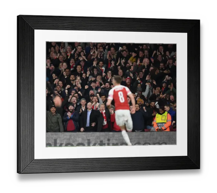 Framed Print : Arsenal Fans Ecstatic: Goal Celebration vs. Napoli in Europa League Quarterfinals