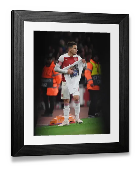 Framed Print : Arsenal's Lucas Torreira Scores Second Goal vs. Napoli in Europa League Quarterfinal