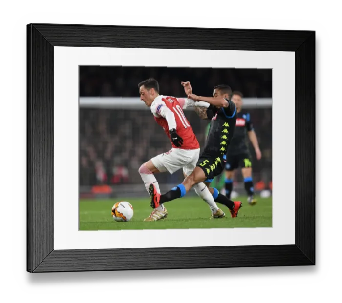Framed Print : Arsenal vs. Napoli: Ozil Clashes with Allan in Europa League Quarterfinal