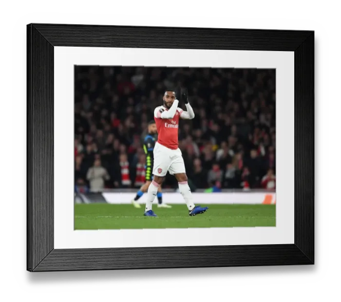Framed Print : Arsenal vs. S.S.C. Napoli: Alex Lacazette in Europa League Quarterfinal Action at Emirates Stadium