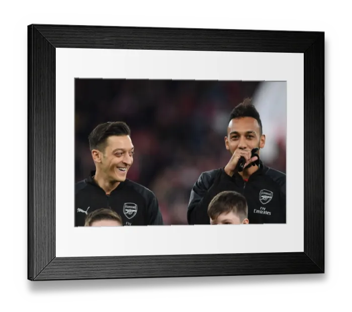 Framed Print : Arsenal's Ozil and Aubameyang Before Europa League Clash vs. Napoli Framed Print : Arsenal's Ozil and Aubameyang Before Europa League Clash vs. Napoli
