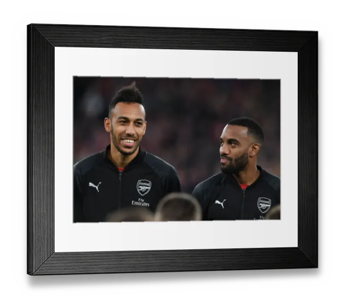 Framed Print : Arsenal's Aubameyang and Lacazette Prepare for Napoli Showdown in Europa League Quarterfinals