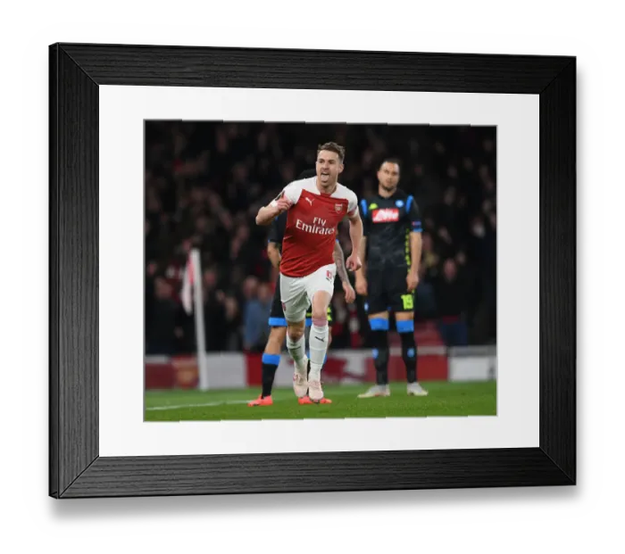 Framed Print : Aaron Ramsey's Europa League Goal: Arsenal's Quarterfinal Victory over Napoli