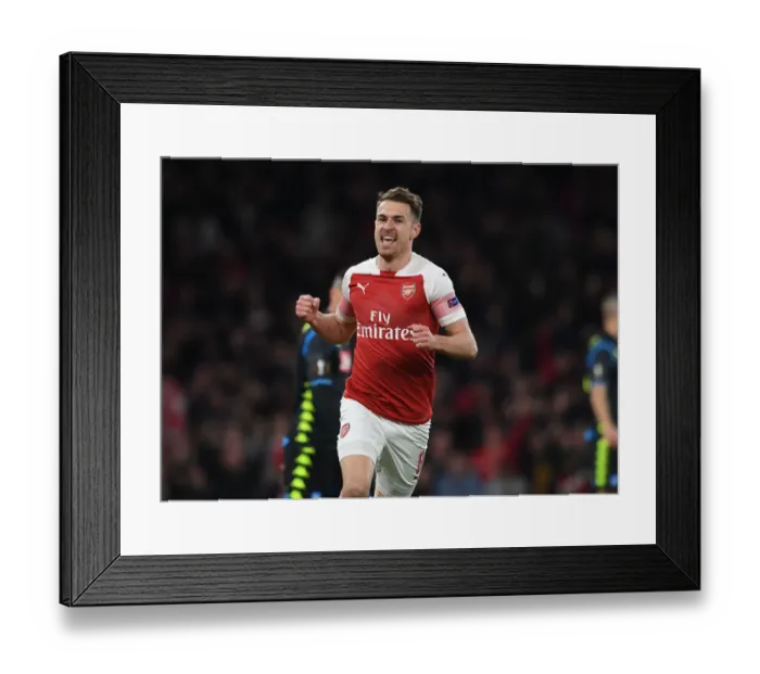 Framed Print : Arsenal's Aaron Ramsey Scores Epic Goal in Europa League Quarterfinal vs. Napoli (2018-19)