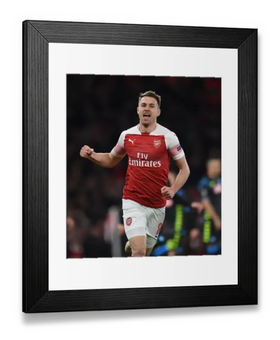 Framed Print : Aaron Ramsey Scores in Europa League Quarterfinal: Arsenal vs. Napoli