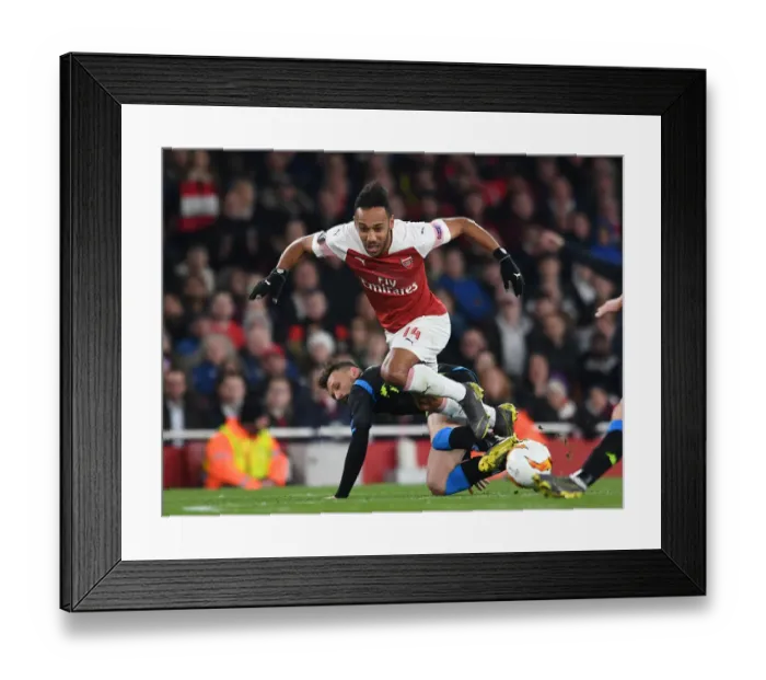 Framed Print : Arsenal vs. Napoli: Aubameyang Clashes with Rui in Europa League Quarterfinal