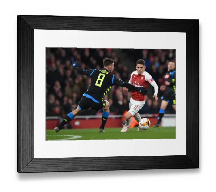 Framed Print : Torreira vs. Ruiz: A Europa League Battle at the Emirates