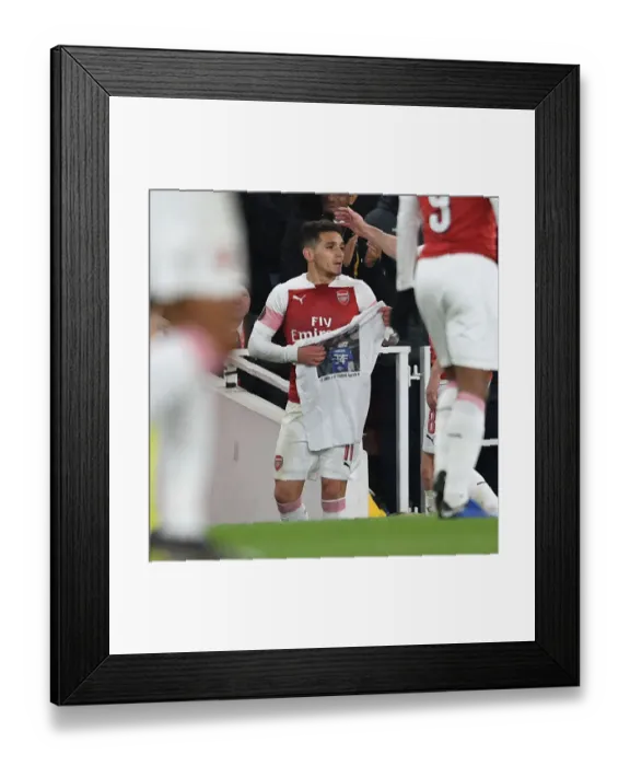 Framed Print : Arsenal's Lucas Torreira Celebrates Goal against Napoli in Europa League Quarterfinal