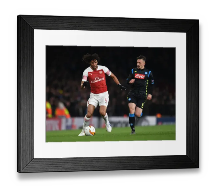 Framed Print : Arsenal vs. Napoli: Mohamed Elneny vs. Mario Rui - UEFA Europa League Quarterfinal Showdown Framed Print : Arsenal vs. Napoli: Mohamed Elneny vs. Mario Rui - UEFA Europa League Quarterfinal Showdown