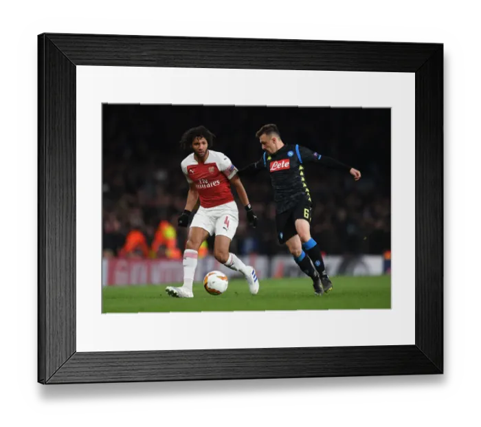 Framed Print : Arsenal vs. Napoli: Europa League Quarterfinal Battle - Elneny vs. Rui