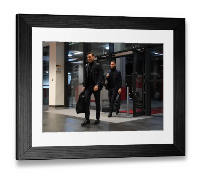 Framed Print : Arsenal's Ozil and Mustafi Before Europa League Clash vs. Napoli