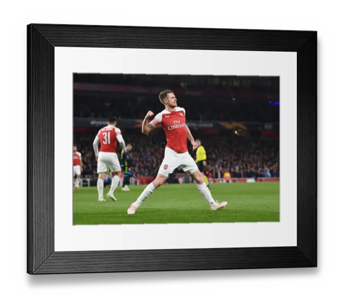 Framed Print : Arsenal's Aaron Ramsey Scores in Europa League Quarterfinal vs. Napoli Framed Print : Arsenal's Aaron Ramsey Scores in Europa League Quarterfinal vs. Napoli