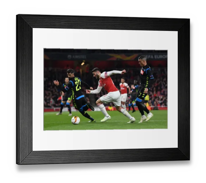 Framed Print : Arsenal vs. Napoli: A Clash of Titans - Kolasinac vs. Hysaj and Callejon, Europa League Quarterfinal