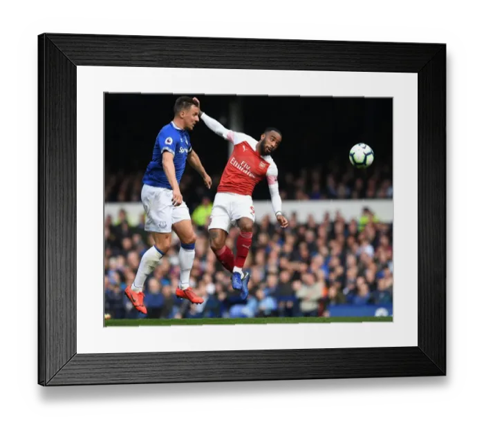 Framed Print : Head-to-Head: Jagielka vs. Lacazette - Everton vs. Arsenal, Premier League 2018-19 Framed Print : Head-to-Head: Jagielka vs. Lacazette - Everton vs. Arsenal, Premier League 2018-19