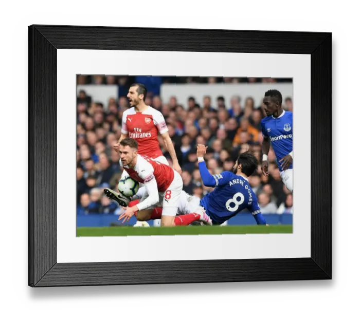 Framed Print : Clash at Goodison Park: Ramsey vs. Gomes - Everton vs. Arsenal, Premier League 2018-19