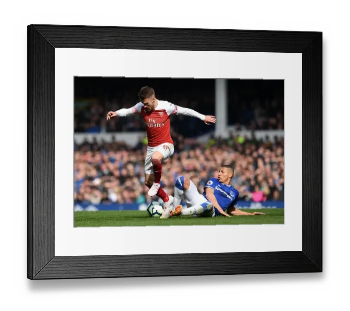 Framed Print : Ramsey vs Richarlison: Intense Battle in Everton vs Arsenal Premier League Clash Framed Print : Ramsey vs Richarlison: Intense Battle in Everton vs Arsenal Premier League Clash