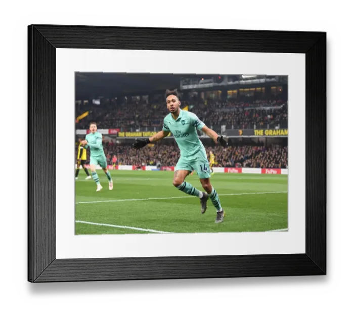 Framed Print : Aubameyang's Thriller: Arsenal's Game-Winning Goal vs. Watford (2018-19) Framed Print : Aubameyang's Thriller: Arsenal's Game-Winning Goal vs. Watford (2018-19)
