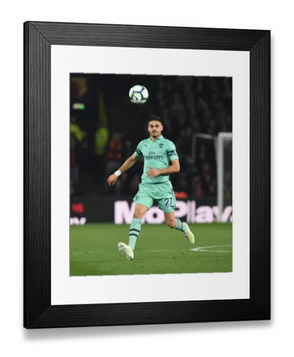 Framed Print : Mavropanos in Action: Arsenal vs. Watford, Premier League 2018-19