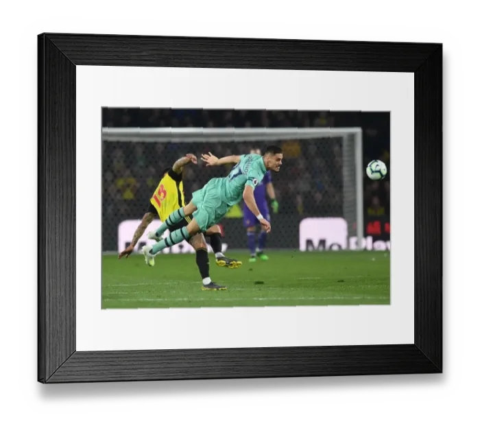 Framed Print : Mavropanos vs. Gray: Intense Clash Between Watford and Arsenal in Premier League