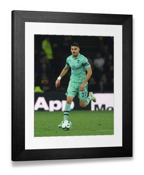 Framed Print : Mavropanos in Action: Arsenal vs Watford (2018-19) Framed Print : Mavropanos in Action: Arsenal vs Watford (2018-19)