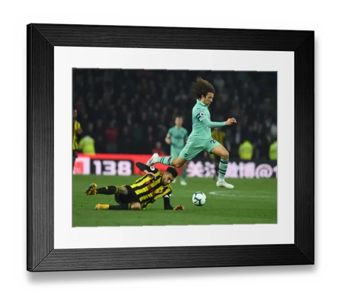 Framed Print : Guendouzi Breaks Past Capoue: Watford vs Arsenal, Premier League 2018-19