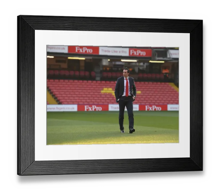 Framed Print : Unai Emery Pre-Match Inspection at Vicarage Road: Arsenal vs. Watford, Premier League (2018-19)