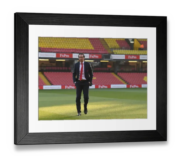 Framed Print : Unai Emery Scouting Watford Pitch Before Arsenal-Watford Premier League Clash (2018-19)