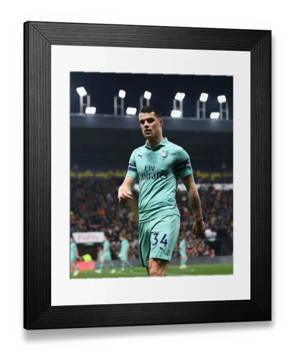 Framed Print : Granit Xhaka: Arsenal's Midfield Maestro in Action against Watford, Premier League 2018-19 Framed Print : Granit Xhaka: Arsenal's Midfield Maestro in Action against Watford, Premier League 2018-19