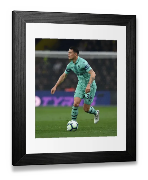 Framed Print : Granit Xhaka: Arsenal's Midfield Mastermind in Action against Watford, Premier League 2018-19