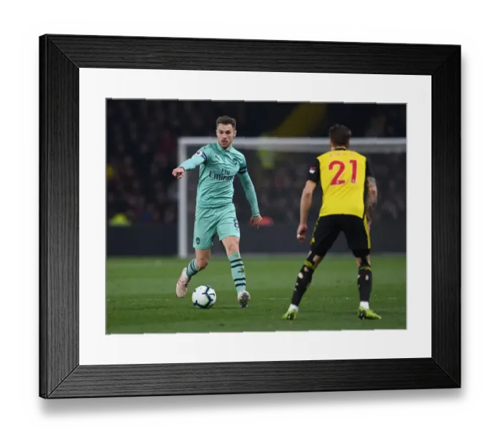 Framed Print : Arsenal's Aaron Ramsey in Action against Watford in Premier League Clash (2018-19)