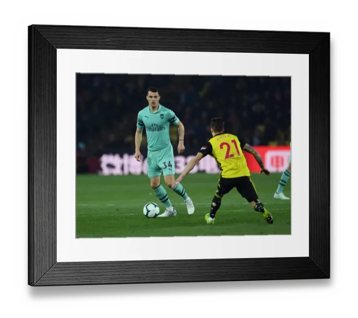 Framed Print : Granit Xhaka: Arsenal's Midfield Maestro in Action against Watford, Premier League 2018-19