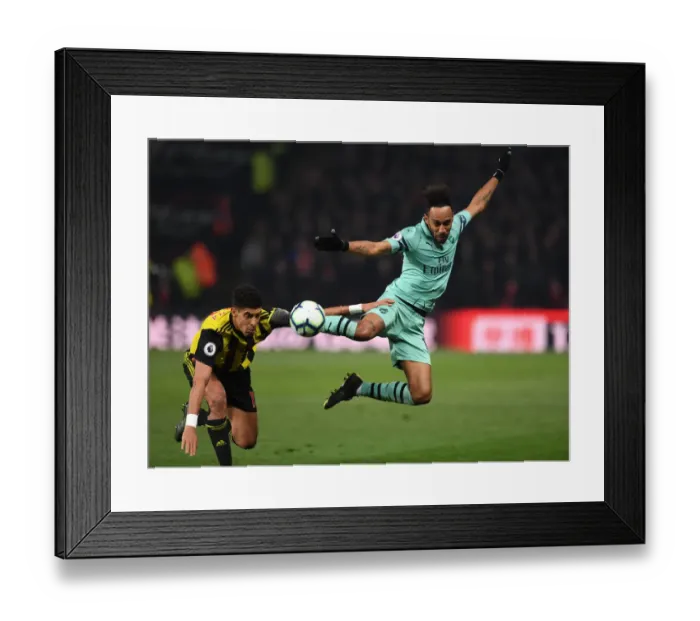 Framed Print : Aubameyang Fouls by Masina: Watford vs Arsenal, Premier League 2018-19