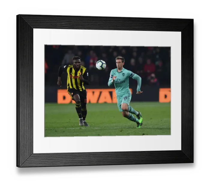 Framed Print : Nacho Monreal vs. Isaac Success: Intense Battle at Vicarage Road - Arsenal vs. Watford, Premier League 2018-19