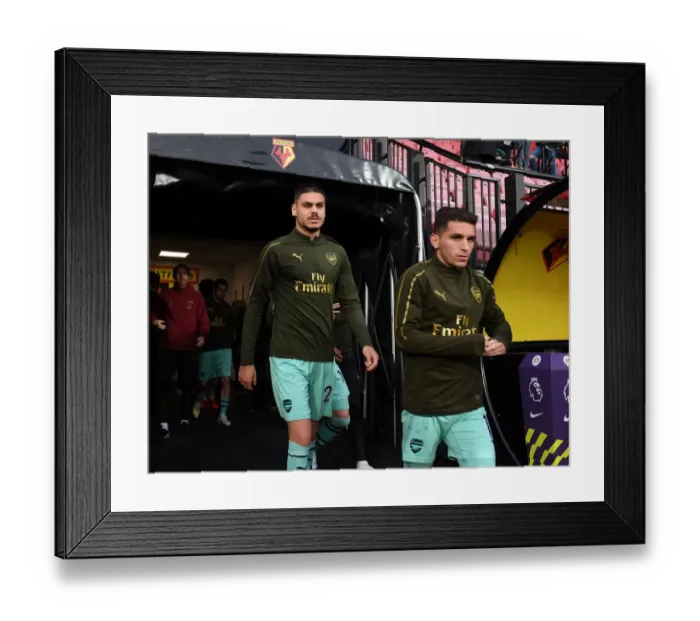Framed Print : Arsenal Players Konstantinos Mavropanos and Lucas Torreira Before Watford Match, 2018-19 Premier League Framed Print : Arsenal Players Konstantinos Mavropanos and Lucas Torreira Before Watford Match, 2018-19 Premier League